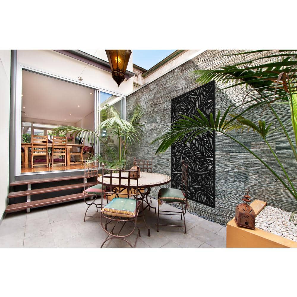 6 ft Black Vinyl Bird of Paradise Privacy Screen Panel