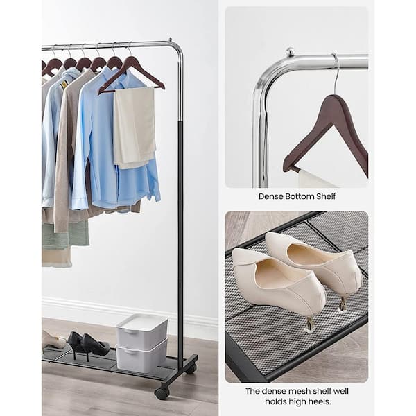 Natural Bamboo Garment Clothes Rack with Shelves 39.4 in. W x 54.7 in. H  rack-279 - The Home Depot