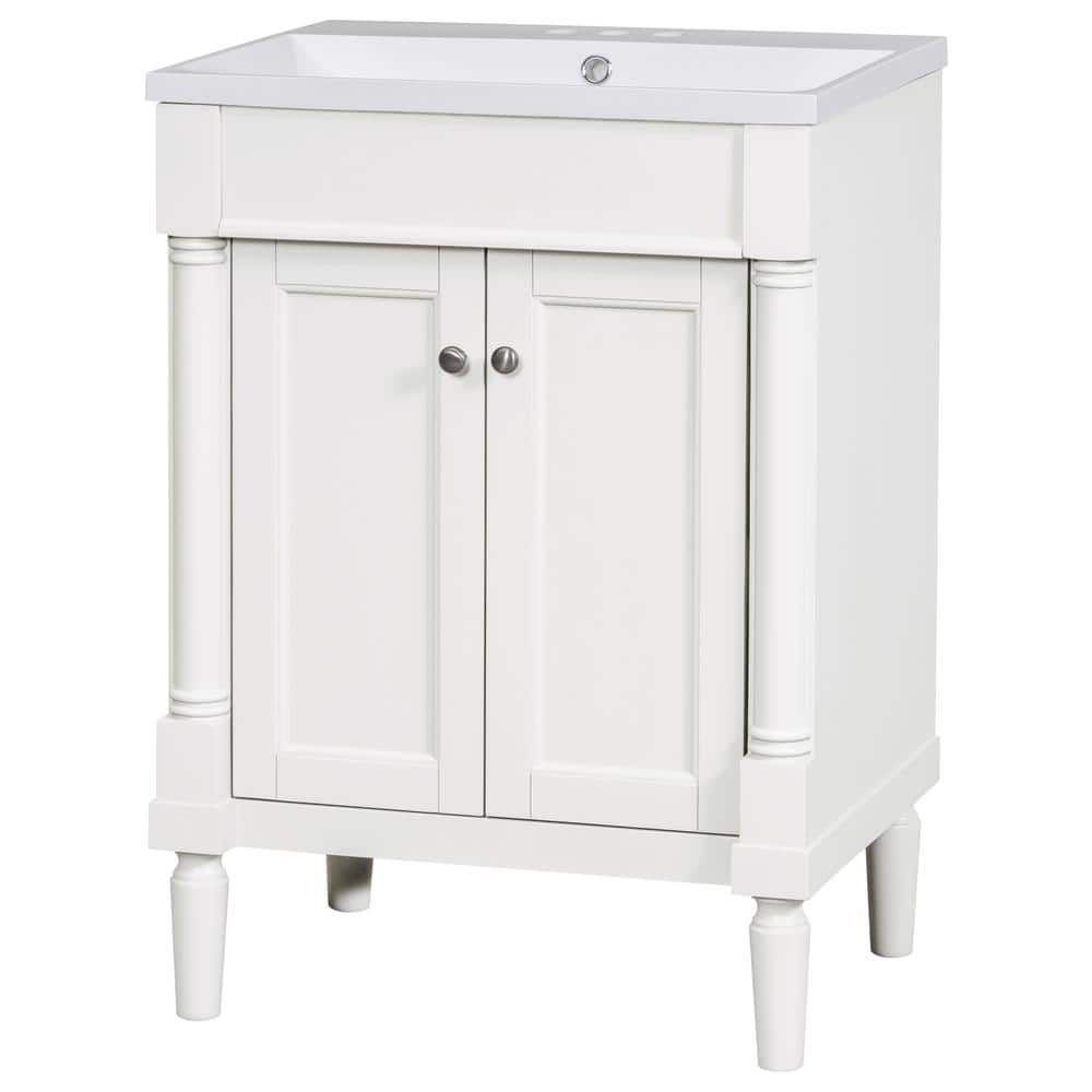 24 in. W x 18 in. D x 34 in. H Single Sink Freestanding Bath Vanity in Whit