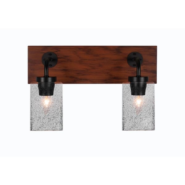 Unbranded Kirby 16 in. 2-Light Matte Black and Painted Wood-look Metal Vanity Light