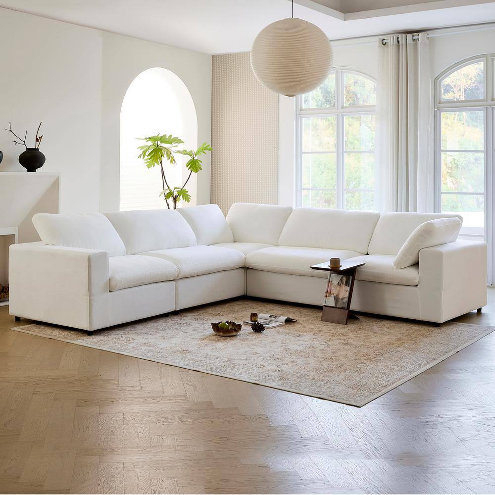 160 in. Square Arm Fabric L-Shaped (V-Shaped) Removable Covers Sectional So