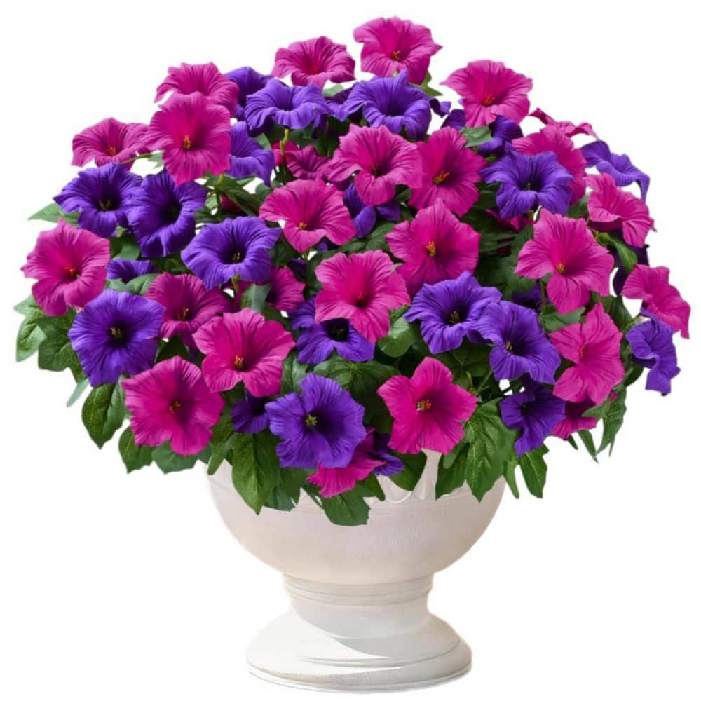 4 Bundles 15.7 in. Purple Indoor/Outdoor Artificial Petunia Flower