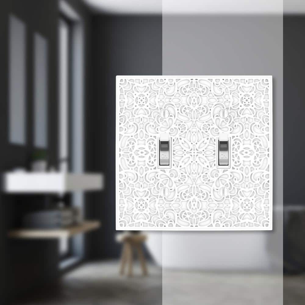 White Cast Metal Double Toggle Decorative Wallplate