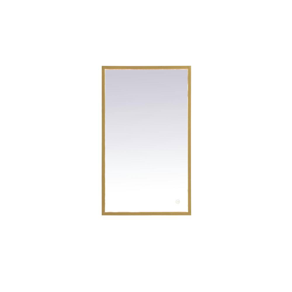 Timeless Home 18 in. W x 30 in. H Aluminum Brass LED Mirror