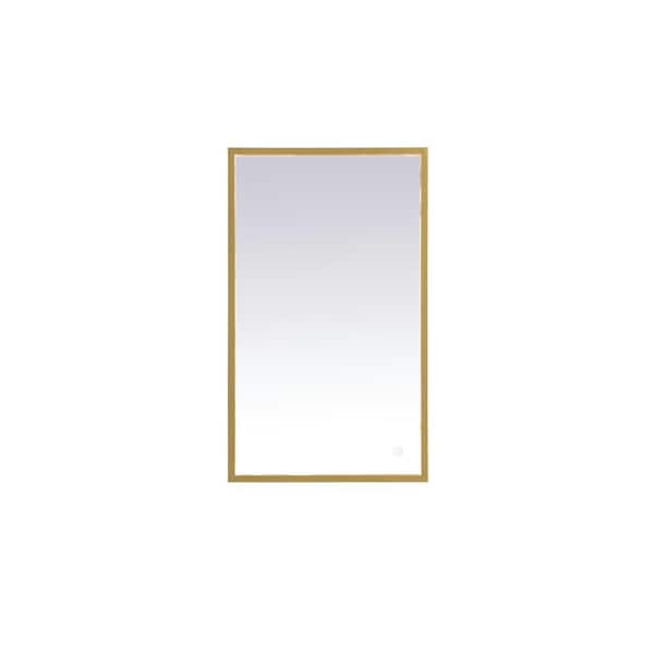 Unbranded Timeless Home 18 in. W x 30 in. H Aluminum Brass LED Mirror