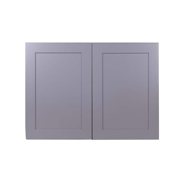 Bremen 36 in. W x 24 in. D x 24 in. H Gray Plywood Assembled Wall Fridge Kitchen Cabinet with Soft-Close