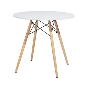 Chad Scandinavian Modern Round White Manuefactured Wood Top Beech Wood Legs 4 Legs Dining Table (Seats 4)