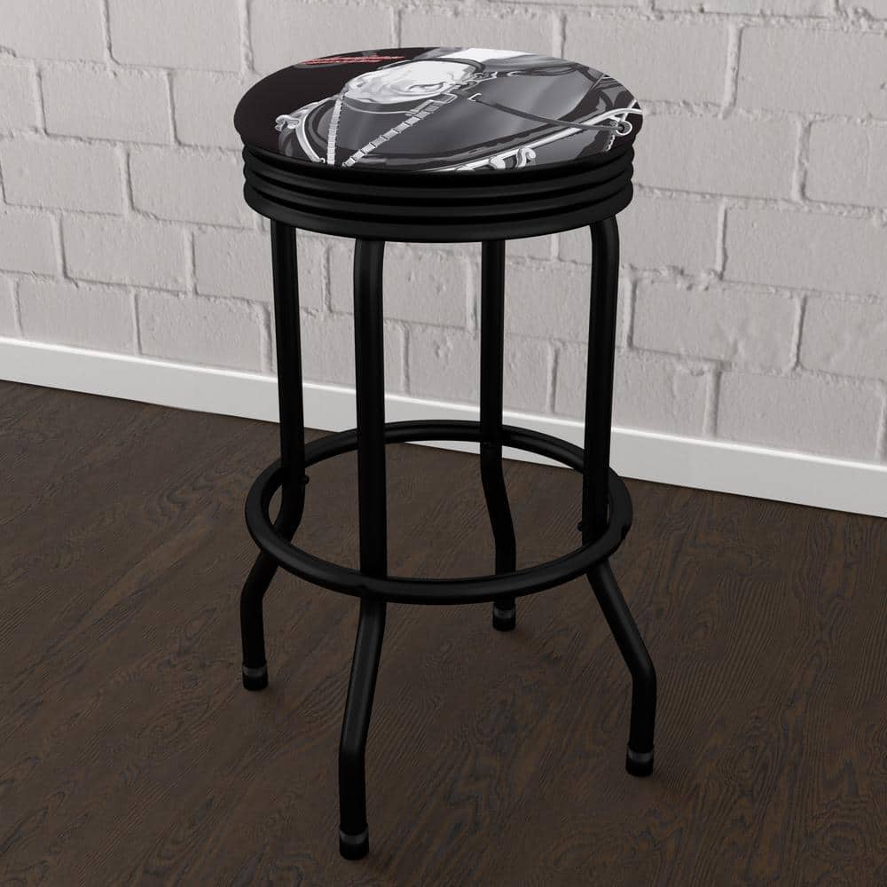 Budweiser Clydesdale Black 29 in. Black Backless Metal Bar Stool with Vinyl Seat