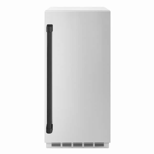 ZLINE Kitchen and Bath Autograph 15 in. 66 lb. Full size Ice Cube Per Day Ice Maker with Solid Stainless Steel Door and Matte Black Handle