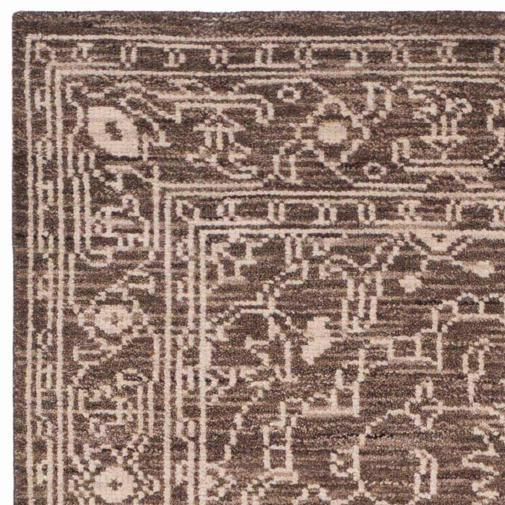 Kenya Collection 5'x8' Brown and Beige Hand-Knotted Wool Area Rug
