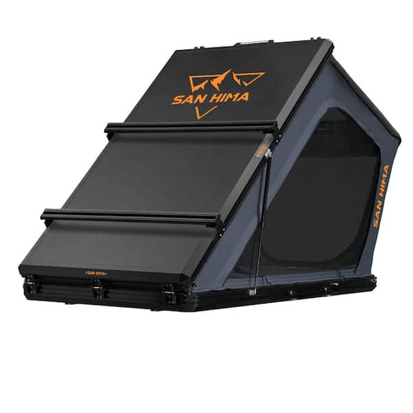 Tunearary 7 ft. x 4.4 ft. Outdoor Black Hard Shell Roof Tent with Ladder and 2 Mesh Windows