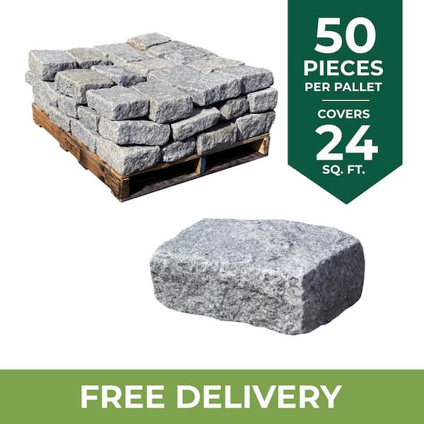 Cobblestone 10 in. x 7 in. x 4 in. Gray Granite Edger Kit (50 Piece/41 Lin Ft)