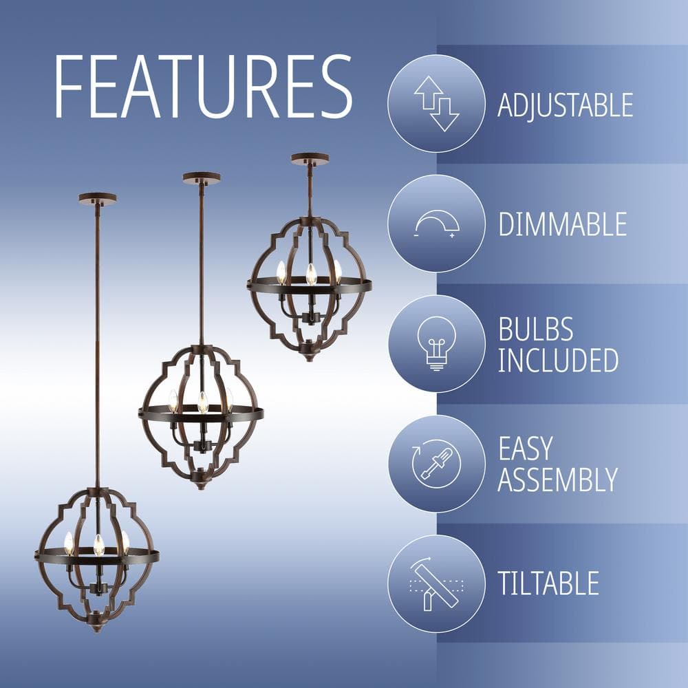Rustic French Country 58" Adjustable LED Pendant in Oil-Rubbed Bronze