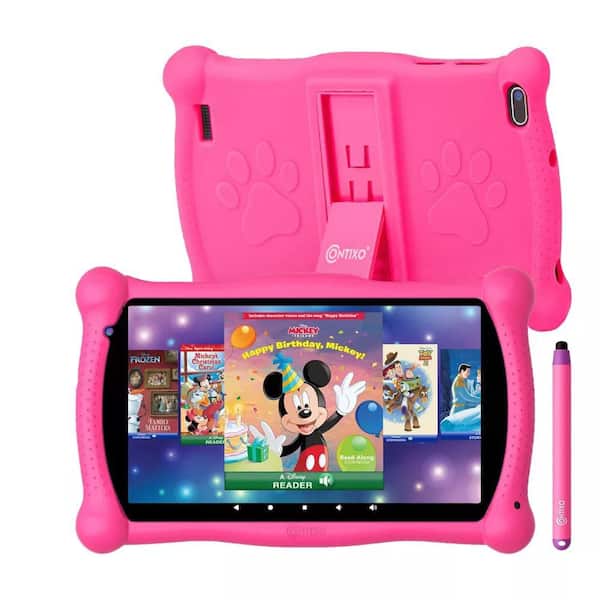 7 in. Kids Tablet 16GB Android 11 with 50 Disney E-Books, Parental Controls, Kid-Proof Case and HD Touchscreen, Pink