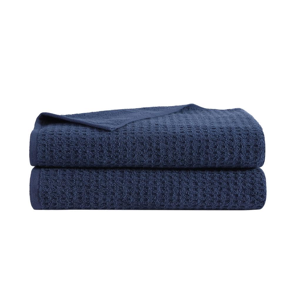 Oversized Dark Blue Cotton Terrycloth Bath Sheet Set