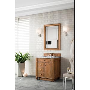 Bristol 30 in. W x 23.5 in. D x 34 in. H Bathroom Vanity in Saddle Brown with Eternal Jasmine Pearl Quartz Top