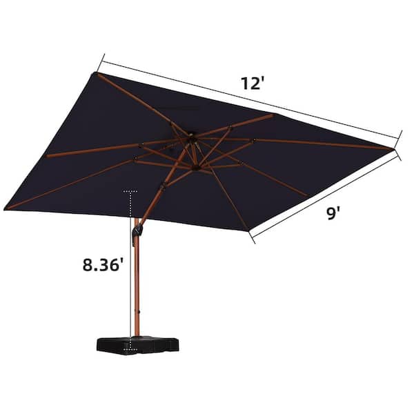 9x12 patio umbrella MPL Shade 9' X 12' Cantilever Rectangular Outdoor Umbrellas foot canopy that provides ample shade PURPLE LEAF 9 ft. x