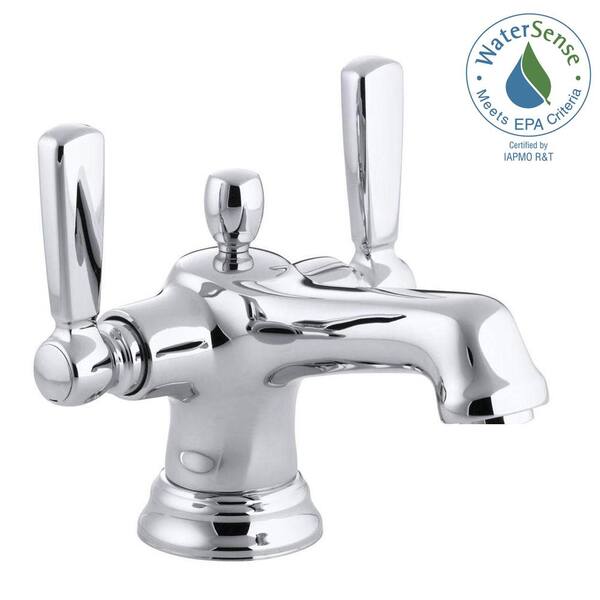 KOHLER Bancroft 4 in. Centerset 2-Handle Low-Arc Bathroom Faucet in Polished Chrome