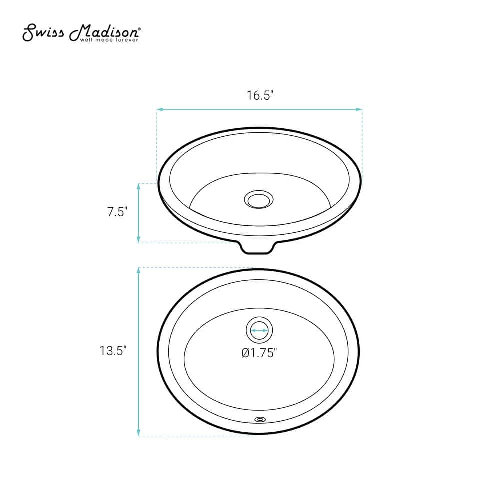 Plaisir 16.5" Matte Black Ceramic Undermount Bathroom Sink