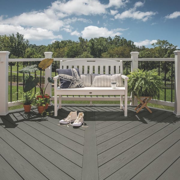 Trex Enhance Basics 1 in. x 6 in. x 1 ft. Clam Shell Composite Deck Board Sample - Grey