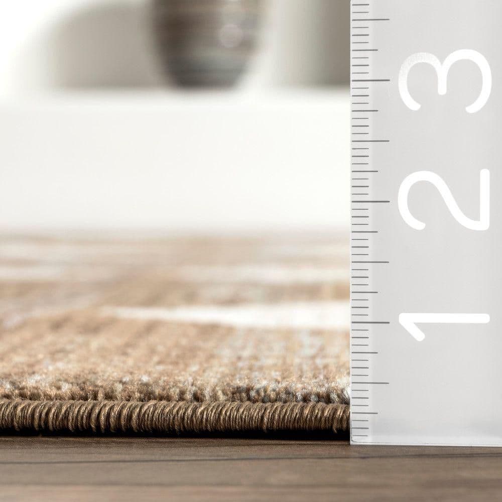 Meline Beige and Brown Checkered Rectangular Area Rug