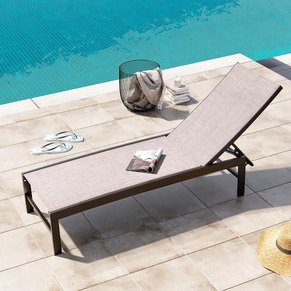 Crestlive Products Brown 1-Piece Metal Adjustable Outdoor Chaise Lounge