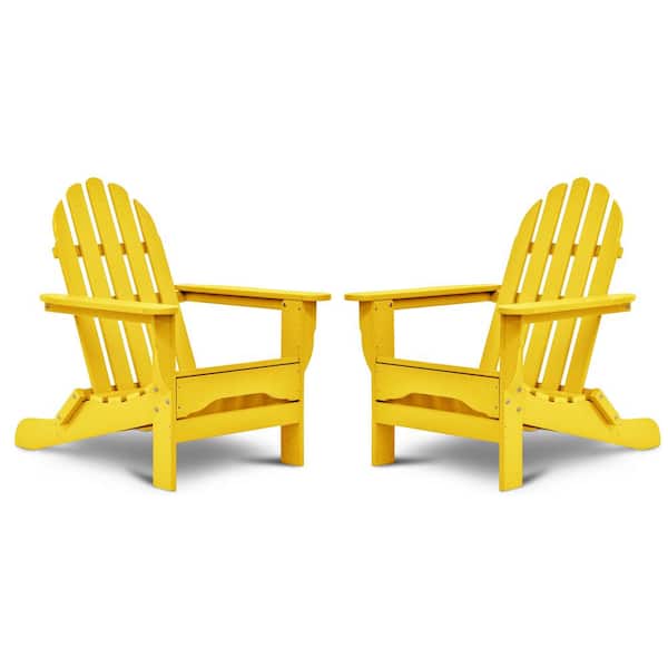 DUROGREEN Icon Lemon Yellow Recycled Plastic Adirondack Chair (2-Pack)