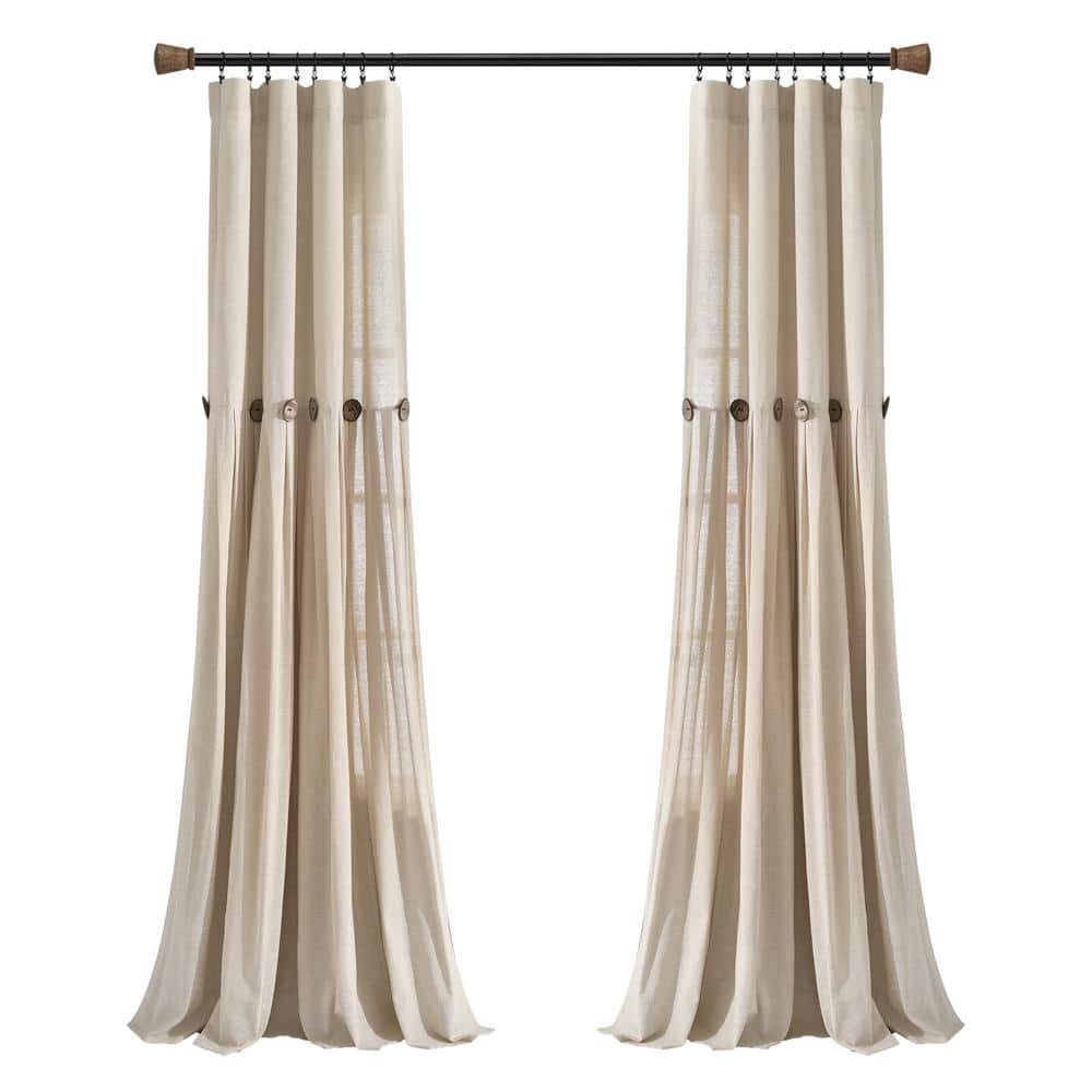 Dark Linen Pleated Cotton Blend Light-Filtering Window Panel
