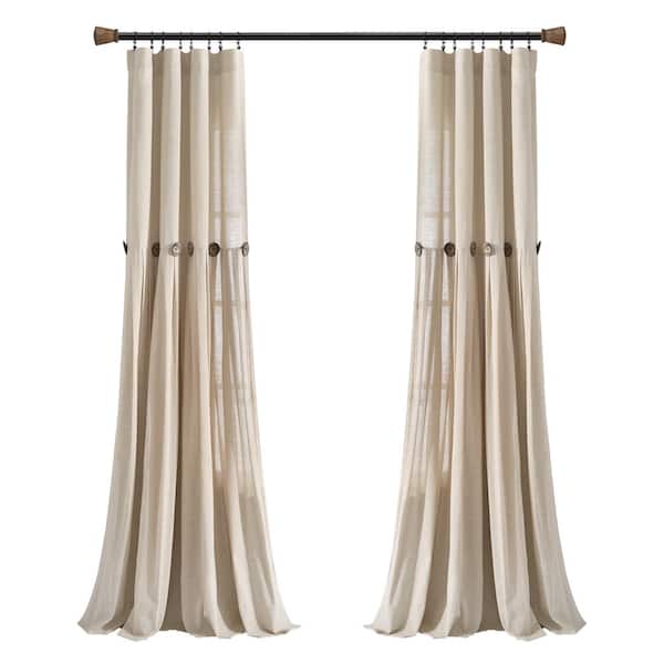 Dark Linen Linen Rod Pocket Room Darkening Curtain - 40 in. W x 95 in. L