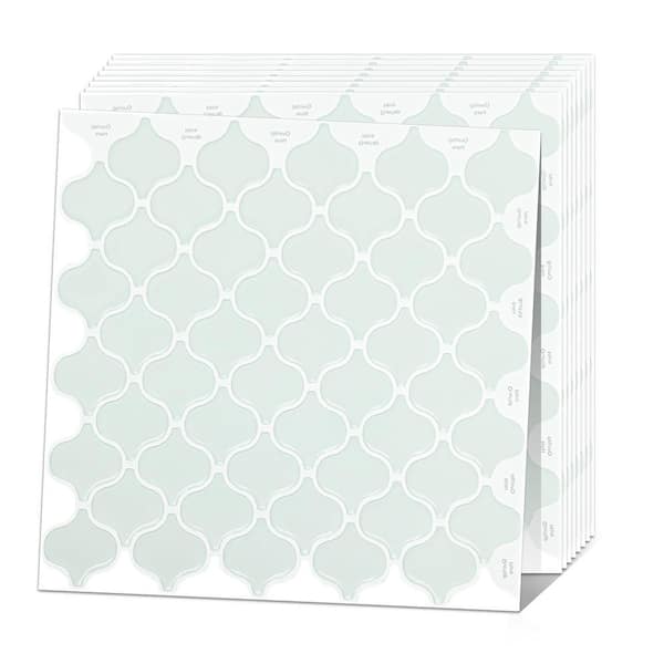10 in. x 10 in. x 0.04 in. Vinyl Peel and Stick Backsplash Tile in Light Green, Backsplash for Kitchen, Bedroom(10-Pack)