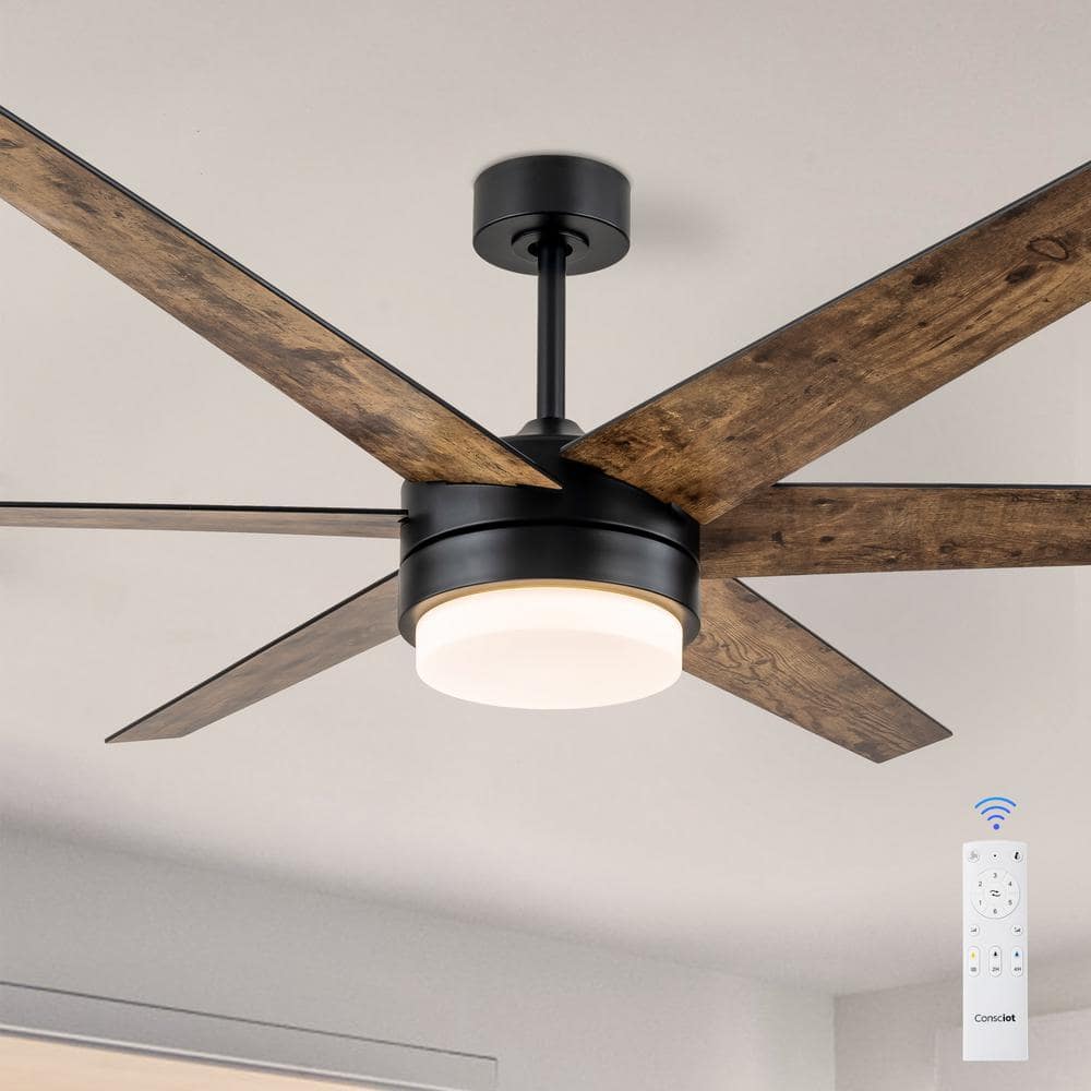 70 in. Indoor Antique Woodgrain/Black Ceiling Fan Integrated LED Light Kit with Remote Control price history on PriceWatchPro