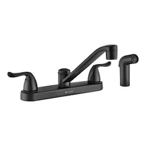 Constructor Double-Handle Standard Kitchen Faucet with Side Sprayer in Matte Black