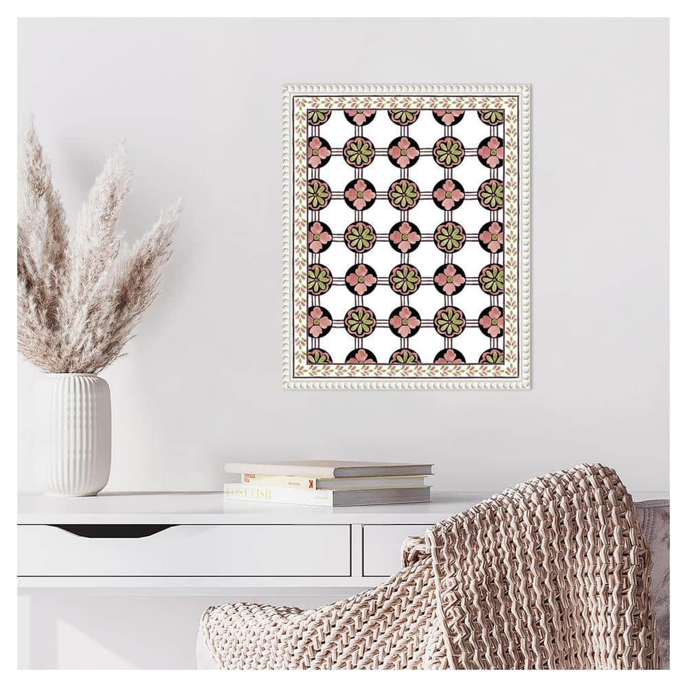 Cubicles II Abstract Floral Canvas Print with White Frame