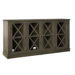 Spanish Gray 64 in. Sideboard with Tempered Glass Doors