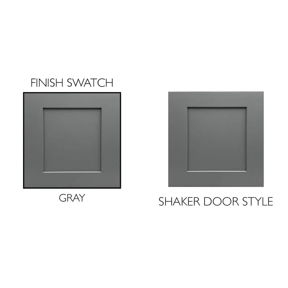 Gray Shaker Style 36-Inch Solid Wood Bathroom Vanity