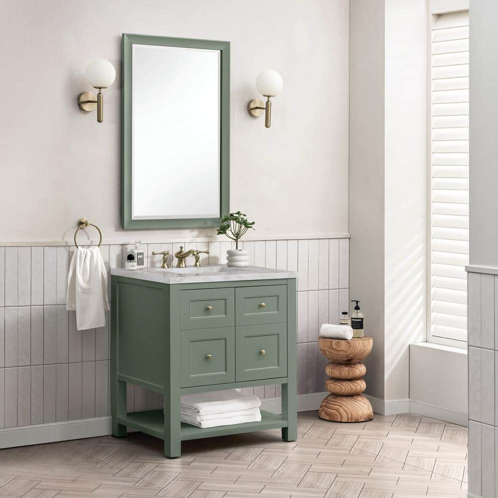 Breckenridge 30.0 in. W x 23.5 in. D x 34.2 in. H Single Bathroom Vanity Smokey Celadon and Victorian Silver Top price history on PriceWatchPro