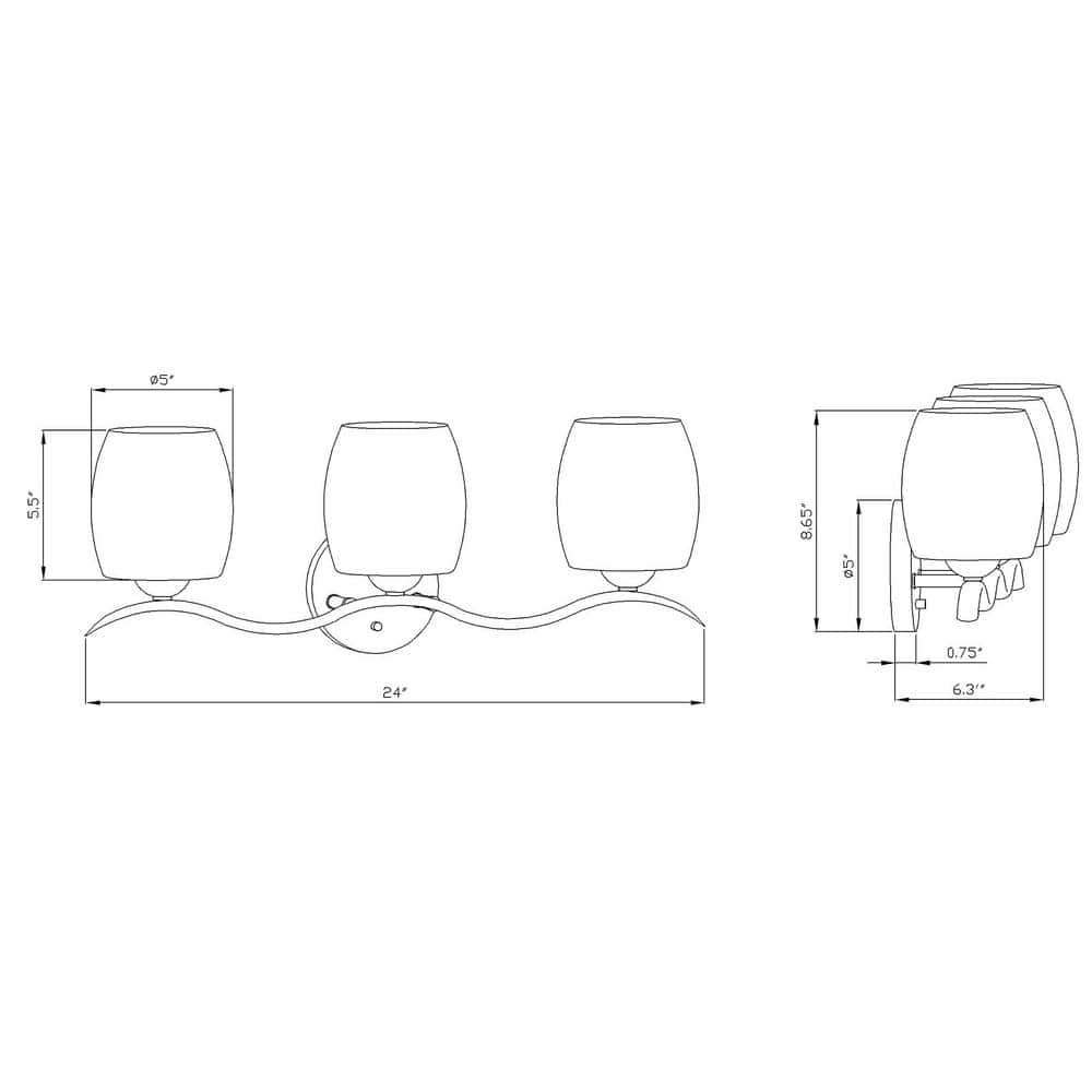 Maria 24" Brushed Nickel Bath Vanity Light with Satin Opal Glass