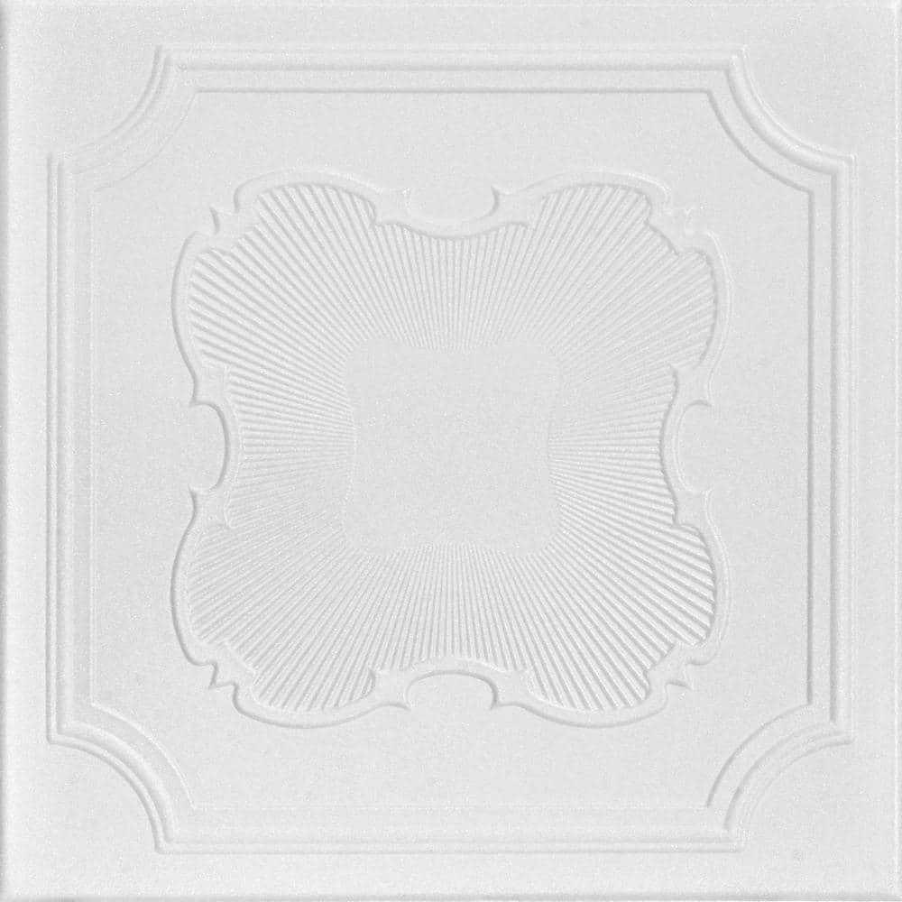 Coronado Plain White 1.6 ft. x 1.6 ft. Glue Up Foam Ceiling Tile (768 sq. f
