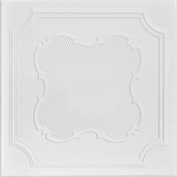 A La Maison Ceilings Coronado 1.6 ft. x 1.6 ft. Glue Up Foam Ceiling Tile in Plain White (21.6 sq. ft./case)
