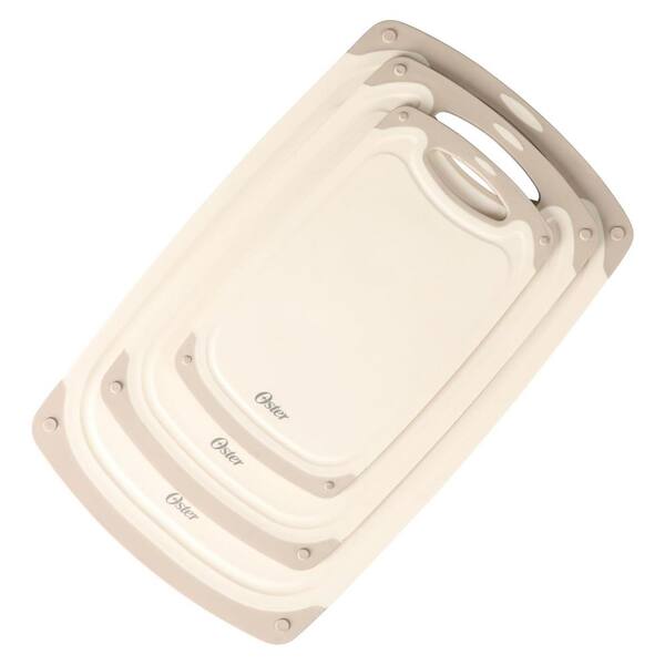 3 Piece Plastic Cutting Board Set with Juice Grooves in Taupe