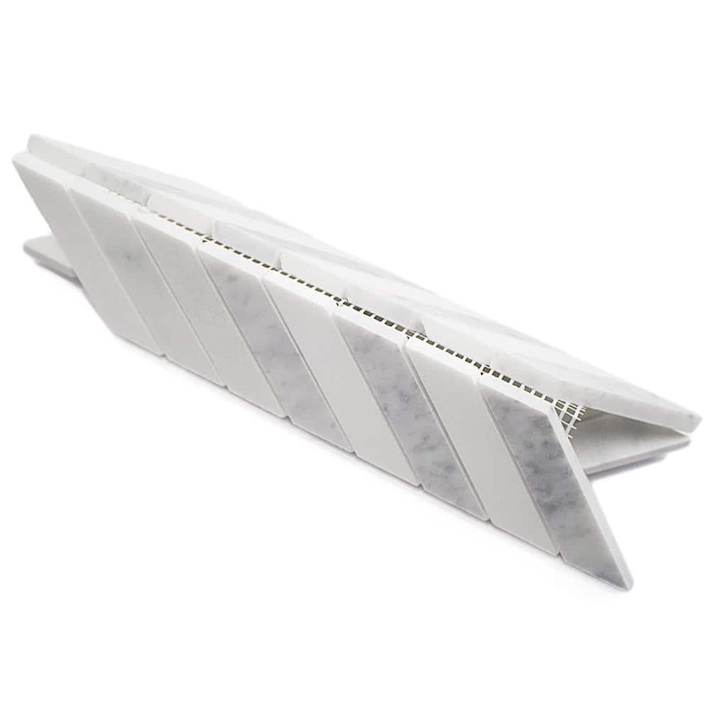 Dart White Carrara and Thassos Polished Marble Mosaic Tile