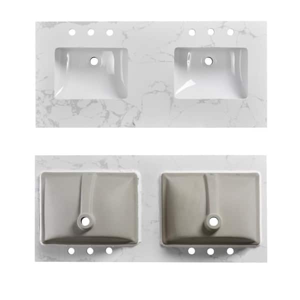 PROOX 48 in. W x 22 in. D Engineered Stone Composite White