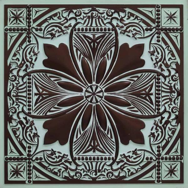 FROM PLAIN TO BEAUTIFUL IN HOURS Helena Aqua Tin 2 ft. x 2 ft. PVC Glue-up or Lay-in Faux Tin Ceiling Tile (200 sq. ft./case)