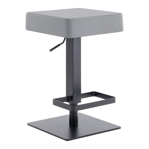 Armen Living Kaylee Contemporary Swivel Bar Stool in Matte Black and Grey Faux Leather