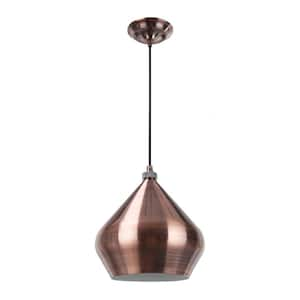 1-Light Antique Copper Mini Pendant with Metal Shade