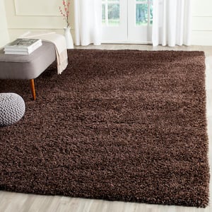 California Shag Brown 8 ft. x 10 ft. Solid Area Rug