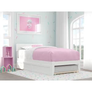 Boston White Twin Bed with Twin Trundle