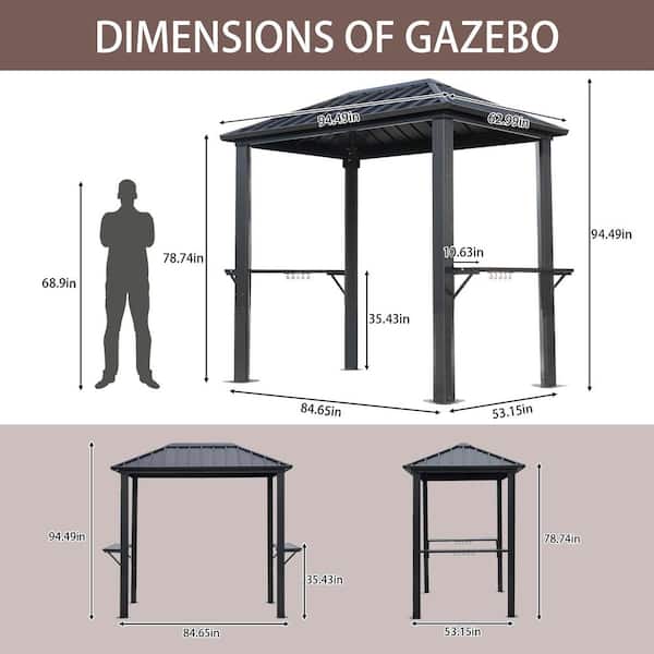 Endark 5 ft. x 8 ft. Grey BBQ Grill Gazebo with Metal