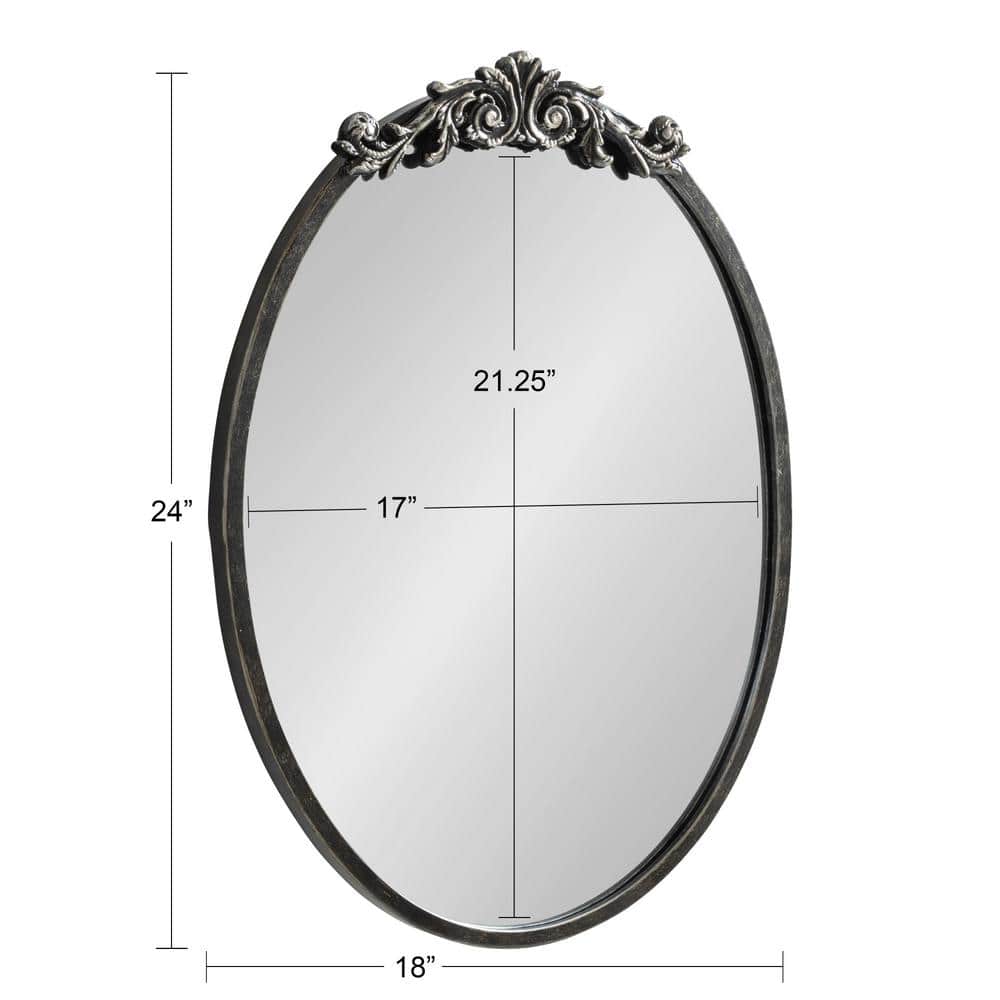 Arendahl 18" x 24" Black Ornate Oval Wall Mirror