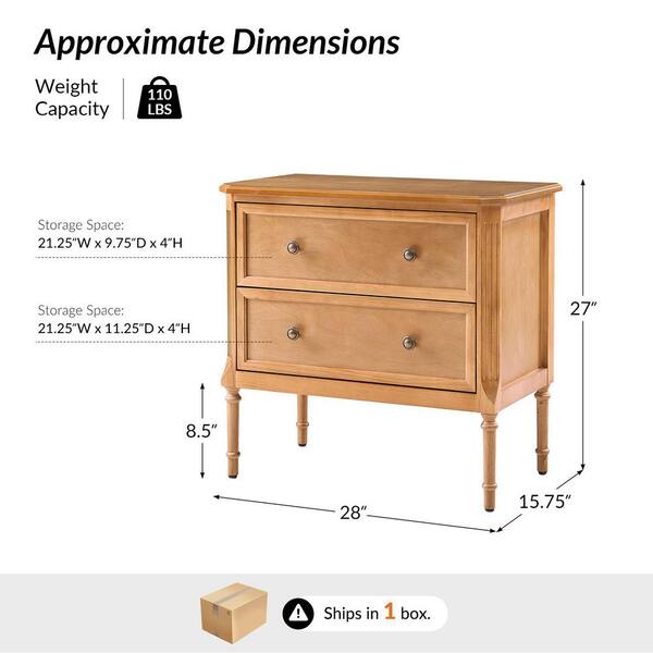 JAYDEN CREATION Cleo Teak 2-Drawer 28 in. W Nightstand with